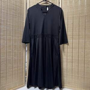 NMODER Dress Women's Size Large Black Fit and Flare Midi Length Pockets